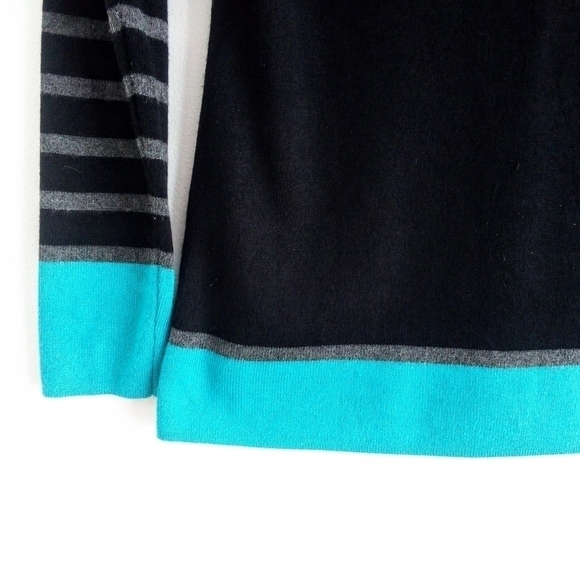 ALISON Sheri Design Luxury Knit Contemporary Sweater Grey/Black/Aqua Siz… - Picture 4 of 12